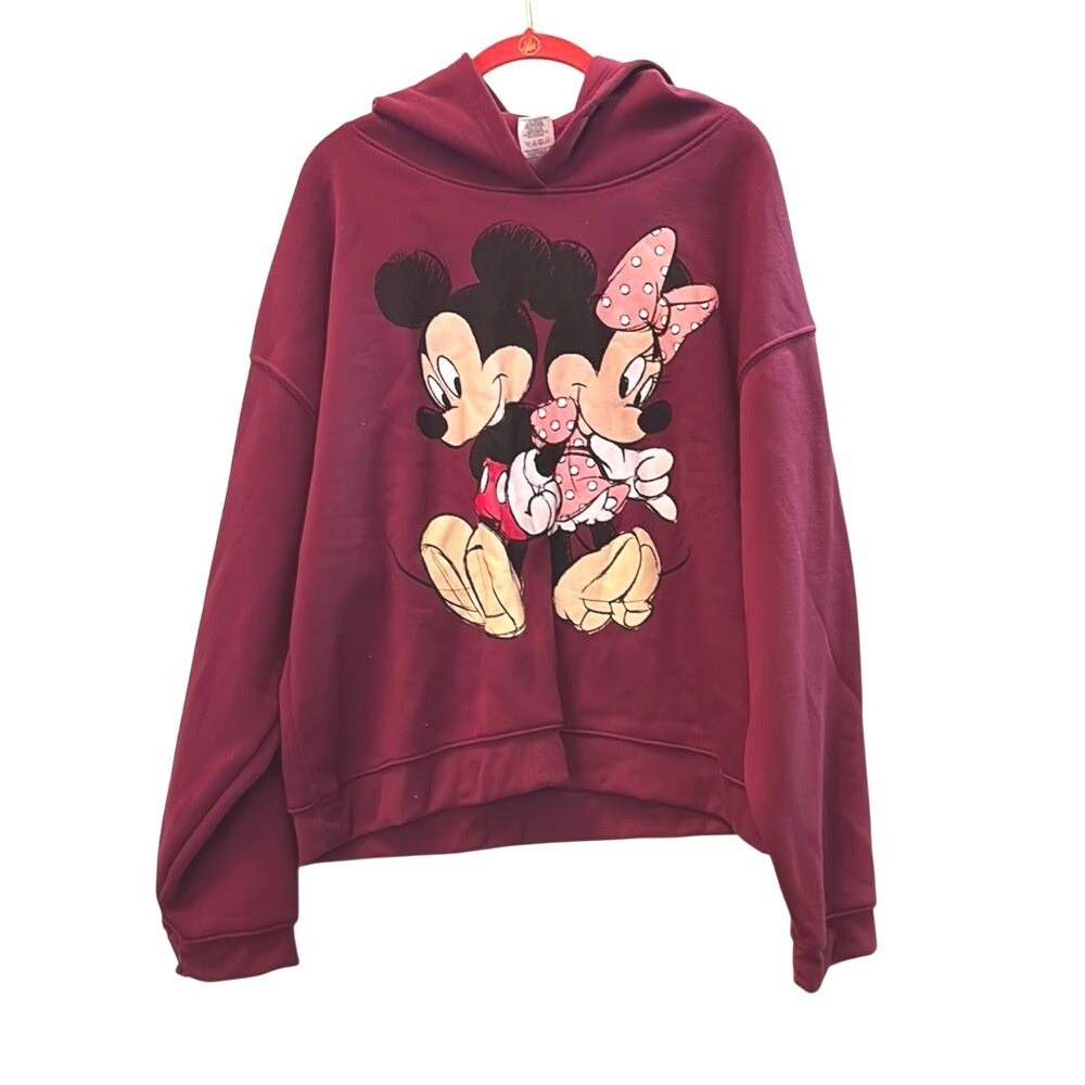 Women's Maroon Disney Sweater with Mickey and Minnie Design‎ Size 1X